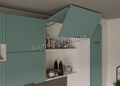 Шкаф верхний со стеклом 3ВС кухня Кампео (Белый/Бриз)