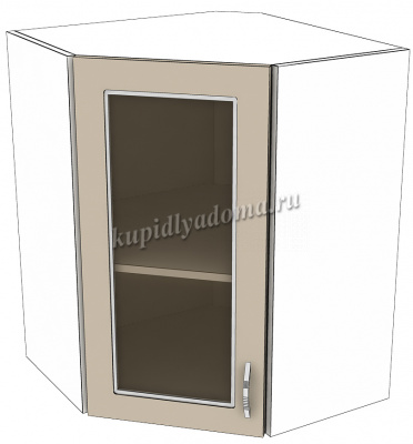 Шкаф навесной угловой со стеклом Санрайс НУСТ600 (Белый глянец)